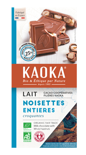 Kaoka Melkchocolade 38% met hazelnoten bio 180g - 1661